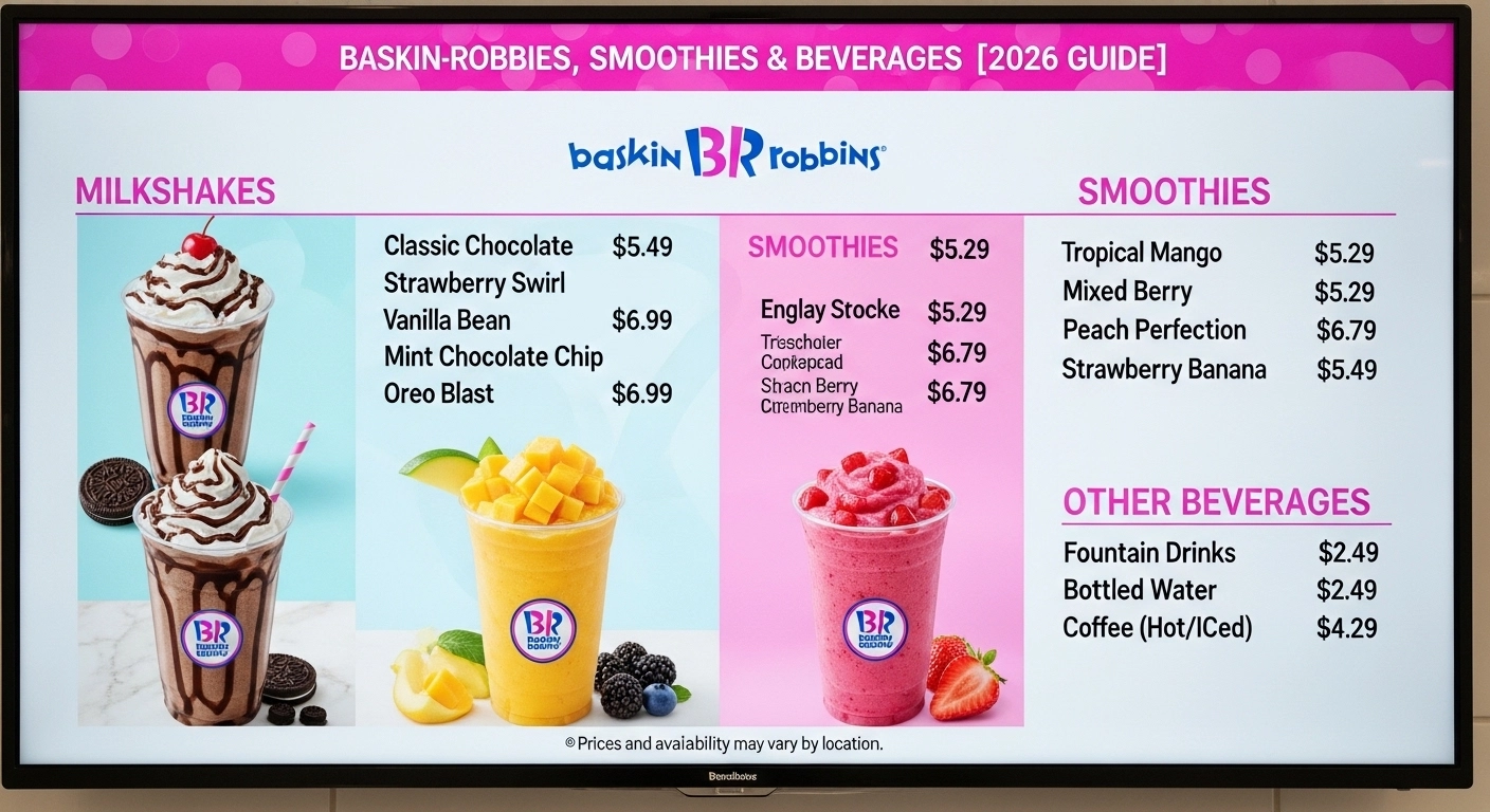 Baskin-Robbins Milkshakes menu